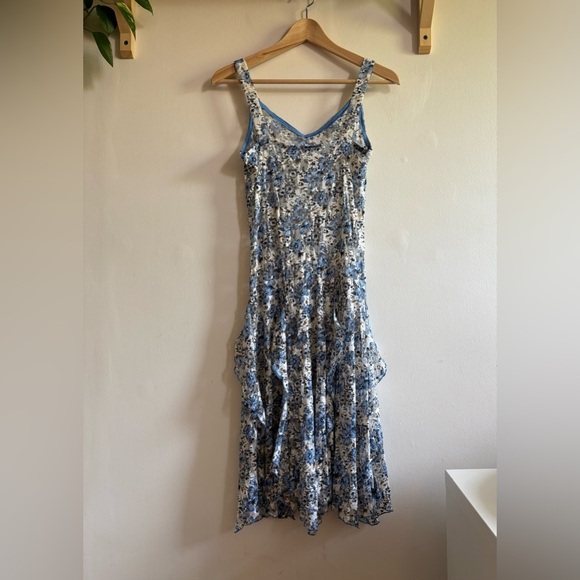 Vintage Blue Floral Lace Midi Dress – Fits XS–S - Picture 7 of 7